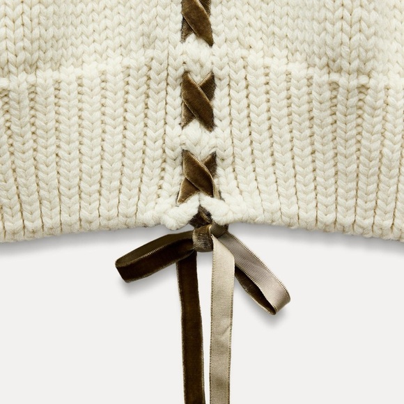 NWT ZARA OPEN BACK CABLE KNIT SWEATER SIZE L - Picture 4 of 8